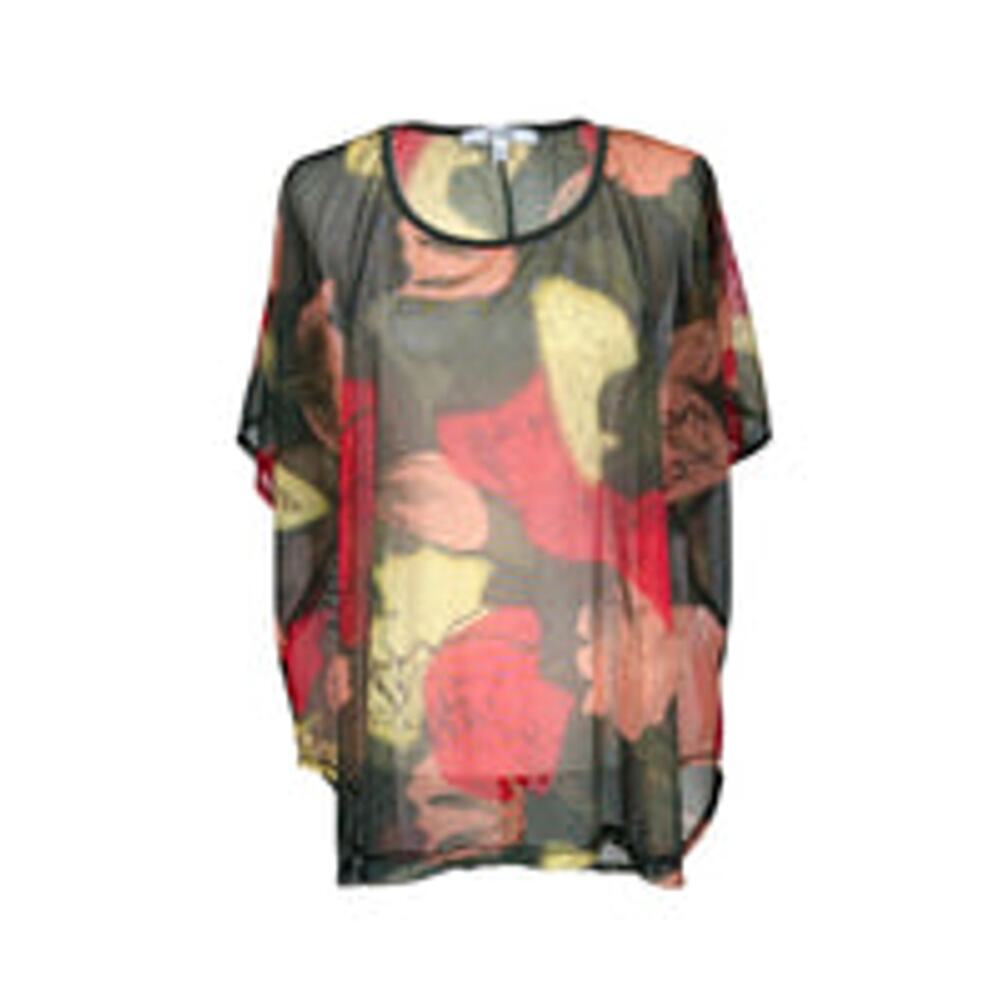 Sympli Women's Floral Printed Sheer Tunic Slit Back Size 14